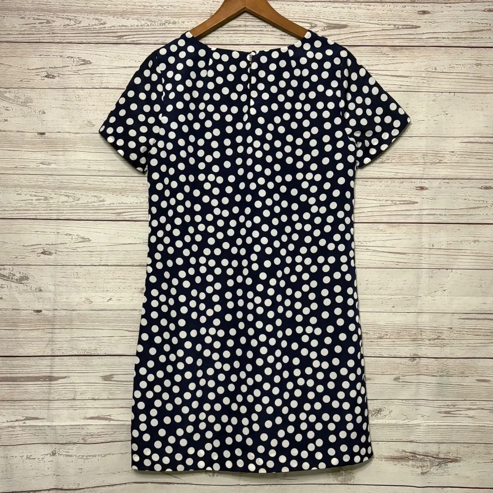 J.Crew Navy White‎ Polka Dot Short Sleeve Shift Dress Size 6 NWT